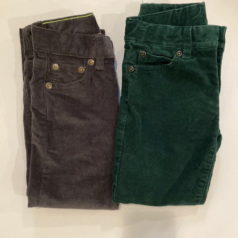 Corduroy Pants by Janie and Jack and CrewCuts. Size 4 Gray and Forrest Green.